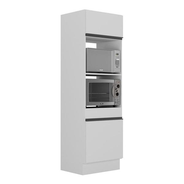 Imagem de Paneleiro com Rodapé 2 Portas para Forno e Microondas Veneza Multimóveis MP2116.964 Branco/Preto