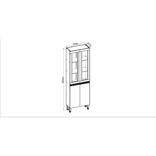 Imagem de Paneleiro de Cozinha com 4 Portas e Porta de Vidro Genialflex