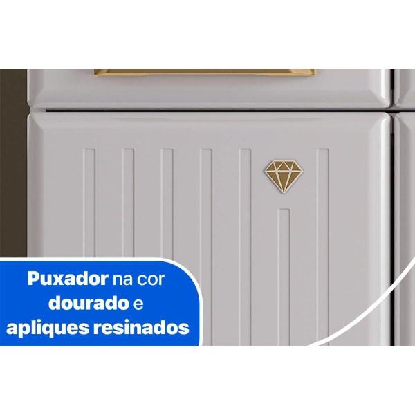 Imagem de Paneleiro de Cozinha Diamante 6 Portas c/ Vidro 70cm Branco - Telasul