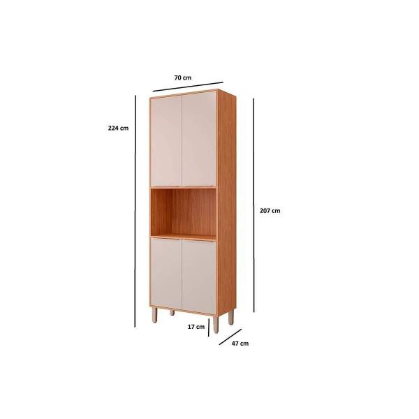 Imagem de Paneleiro de Cozinha Modulado Esplêndida Torre Quente c/ 4 Portas e 1 Nicho p/ Forno 70cm Freijo/Titanium - MGM