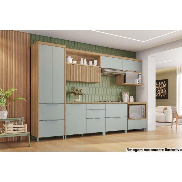 Imagem de Paneleiro de Cozinha Modulado Marquesa 2 Portas e 2 Gavetas 70cm Nature/Verde - Nesher