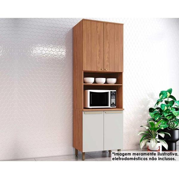 Imagem de Paneleiro de Cozinha Modulado Requinte Torre Quente c/ 4 Portas e 1 Nicho p/ Forno 71cm Nature/Nature-Areia - Henn