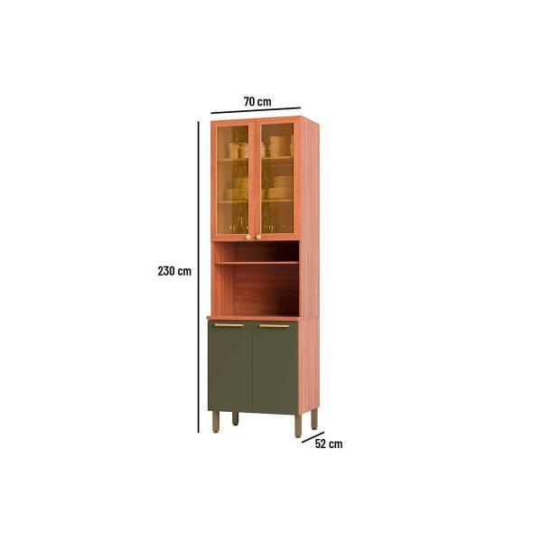 Imagem de Paneleiro de Cozinha Sálvia 70cm 2 Portas c/ Vidro Freijo/Azul - Telasul