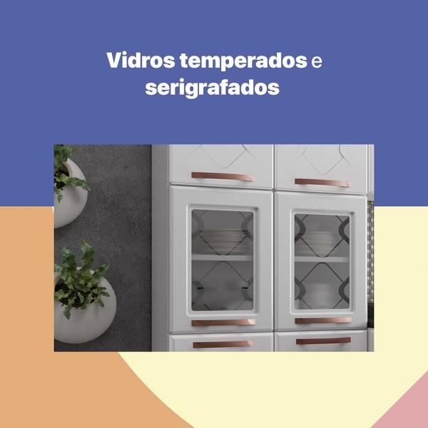 Imagem de Paneleiro Duplo Aço com Vidro Mirage New 6 Portas Branco - Telasul