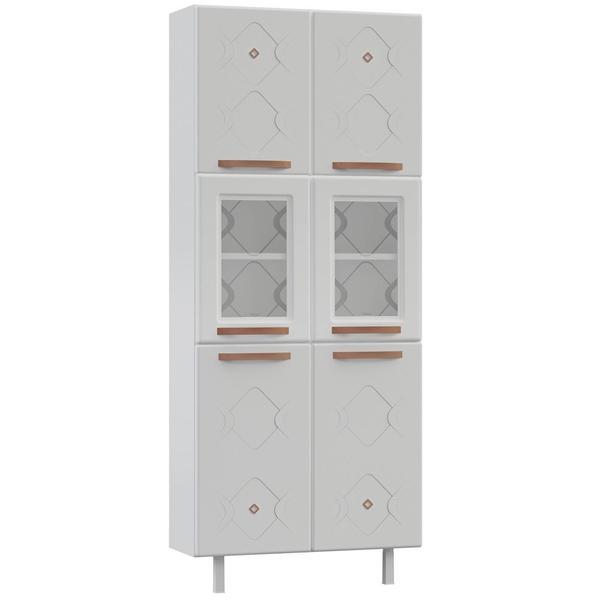 Imagem de Paneleiro Duplo Aço com Vidro Mirage New 6 Portas Branco - Telasul