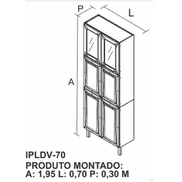 Imagem de Paneleiro Duplo com Vidro 6 Portas Ipldv-70 Tarsila Itatiaia