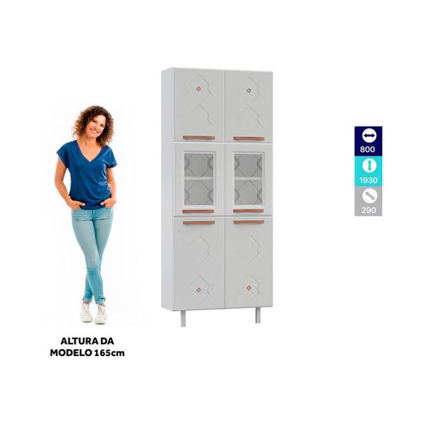 Paneleiro Duplo de Aço 80cm Regina Multimóveis Glass CR6132 Branco Imagem de Paneleiro Duplo de Aço 80cm Regina Multimóveis Glass CR6132 Branco