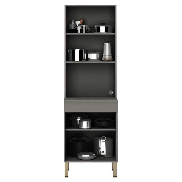 Paneleiro e Balcão Gabinete com Pia 150cm Lina K02 Gris - Mpozenato Imagem de Paneleiro e Balcão Gabinete com Pia 150cm Lina K02 Gris - Mpozenato