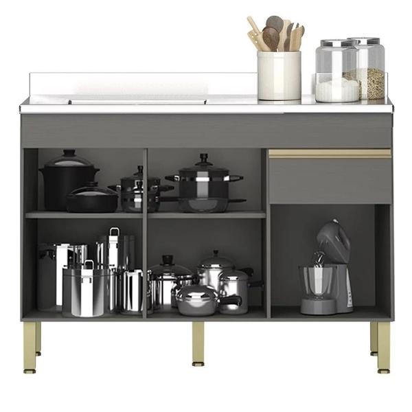Paneleiro e Balcão Gabinete com Pia 150cm Lina K02 Gris - Mpozenato Imagem de Paneleiro e Balcão Gabinete com Pia 150cm Lina K02 Gris - Mpozenato