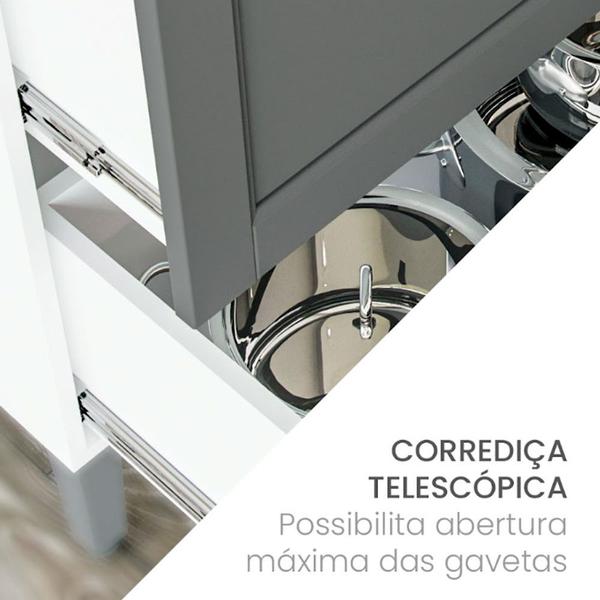 Imagem de Paneleiro Fettuccine 60cm com 2 Portas e 1 Gaveta Politorno