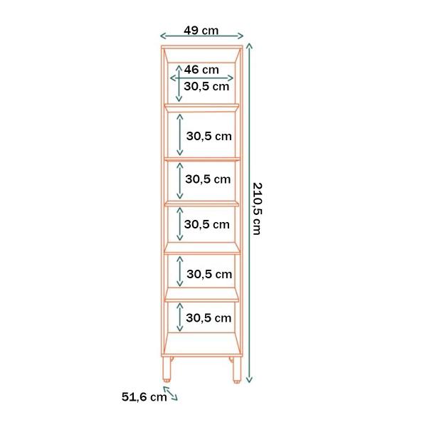 Imagem de Paneleiro Glória 1 Porta 5 Prateleiras Branco Neve - Mx Móveis