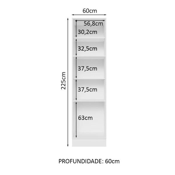 Imagem de Paneleiro Madesa Lux 60 cm 3 Portas - Branco/Cinza