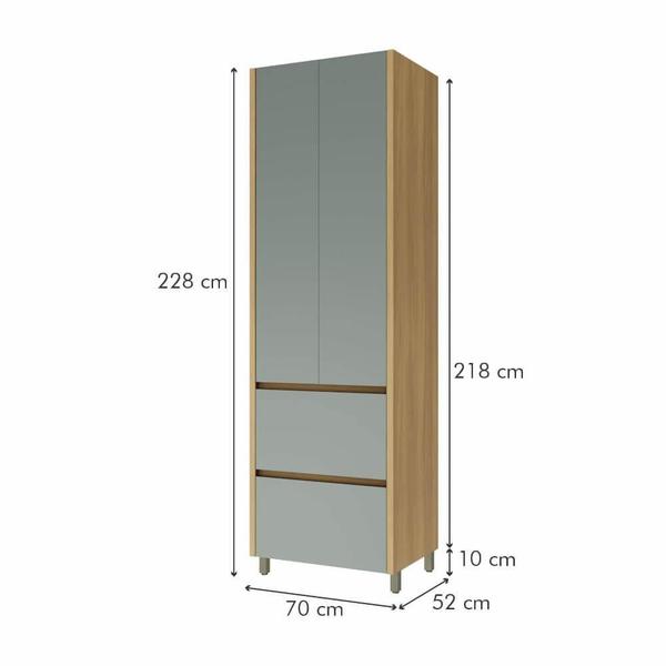 Imagem de Paneleiro Nesher Rainha 70cm com 2 Portas e 2 Gavetas - Nature/Verde