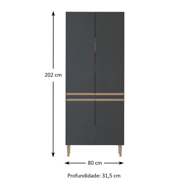 Imagem de Paneleiro Sabrina 4 Portas 6 Prateleiras Preto - Soluzione