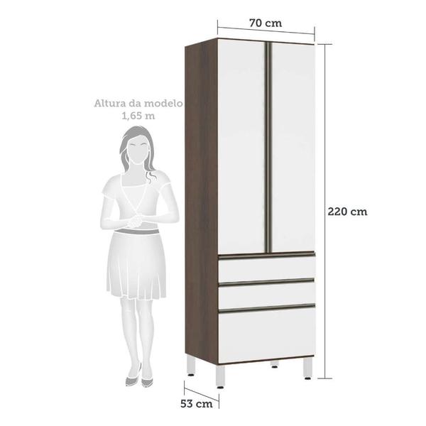 Imagem de Paneleiro Torre 70cm 2 Portas 2 Gavetas 1 Gavetão Jade Luciane Móveis