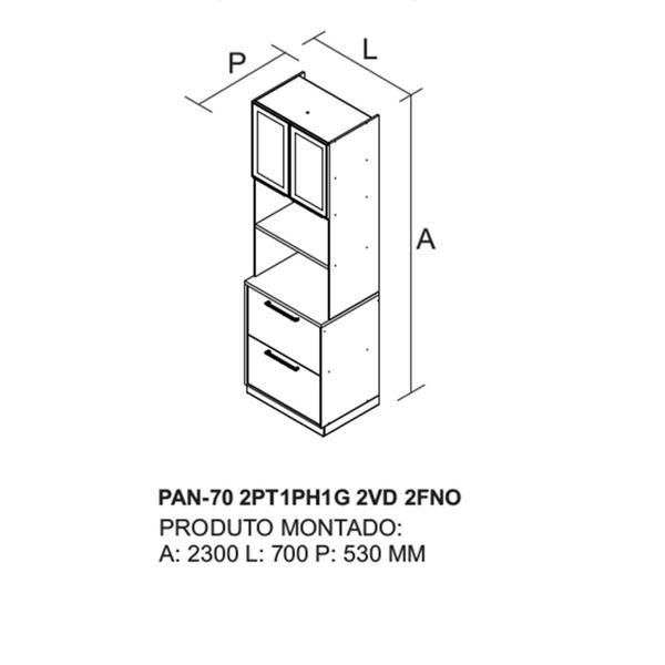 Imagem de Paneleiro Torre Quente 3 Portas 1 Gaveta 230cm de Altura 2 Nichos Forno e Microondas em Mdf Essence