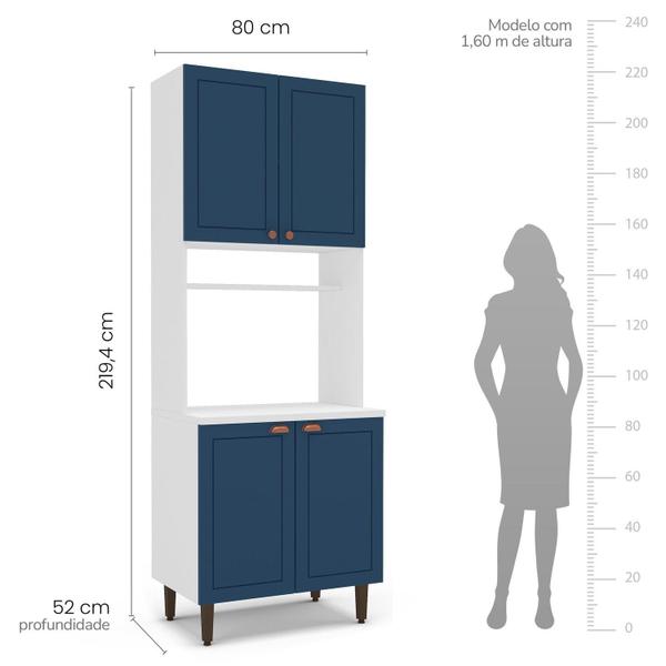 Imagem de Paneleiro / Torre Quente 4 Portas 2 Nichos para Forno e Utensílios com 80 Cm Pérola Yescasa