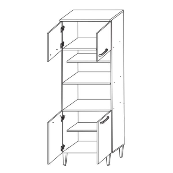 Imagem de Paneleiro Torre Quente 4 Portas 70cm com Pés 100 MDF May Cadorin Móveis