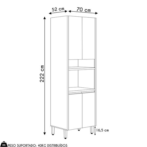 Imagem de Paneleiro Torre Quente 70cm 4 Portas Da Vinci L06 Nature/Off White - Mpozenato