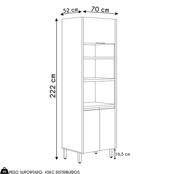 Imagem de Paneleiro Torre Quente Duplo 70cm 3 Portas Da Vinci L06 Nature/Off White - Mpozenato