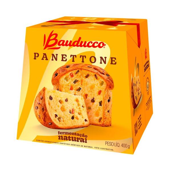 Panetone Bauducco Tradicional Frutas 5 Panettones de 400g Imagem de Panetone Bauducco Tradicional Frutas 5 Panettones de 400g