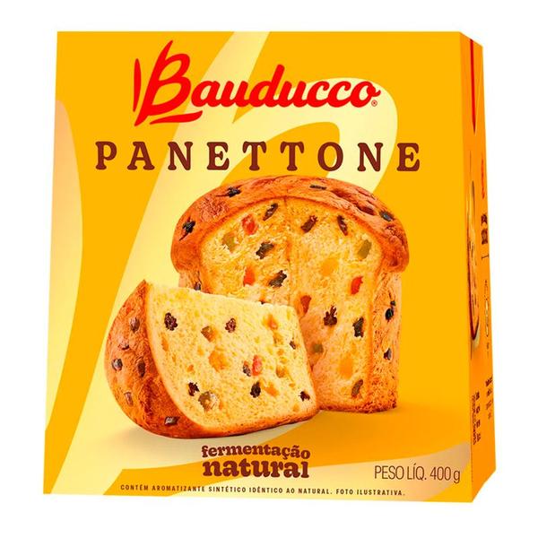 Panetone Bauducco Tradicional Frutas 5 Panettones de 400g Imagem de Panetone Bauducco Tradicional Frutas 5 Panettones de 400g