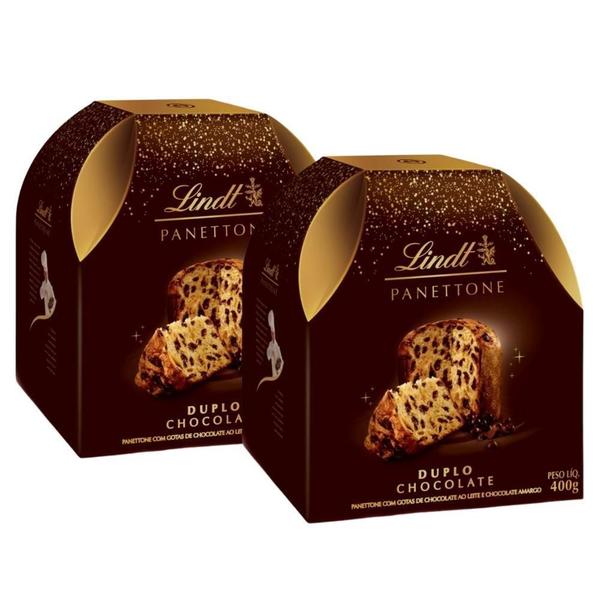 Imagem de Panetone Duplo Chocolate, Lindt, 2 Panettones De 400G