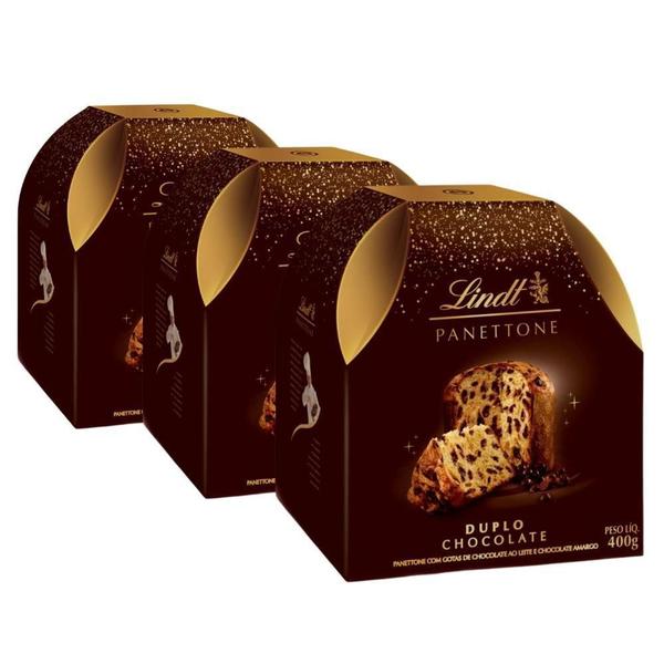 Imagem de Panetone Duplo Chocolate, Lindt, 3 Panettones De 400G