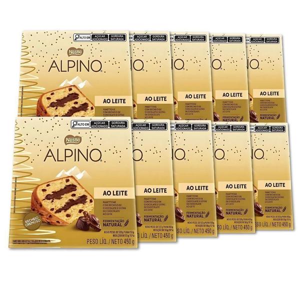 Imagem de Panettone Alpino Chocolate Kit 10 Chocotones Nestlé 450G