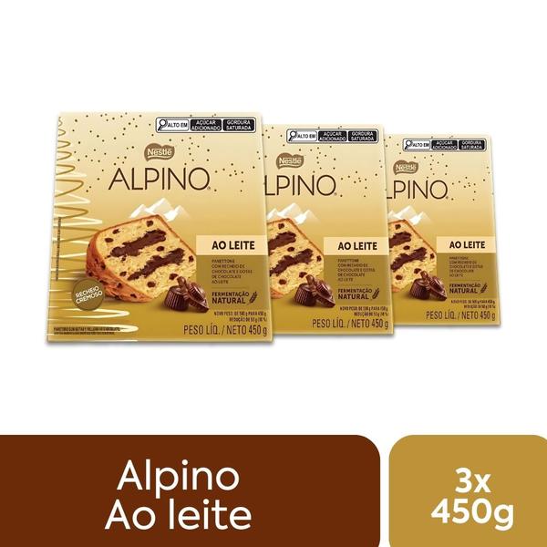 Imagem de Panettone Alpino Chocolate Kit 3 Chocotones Nestlé 450g