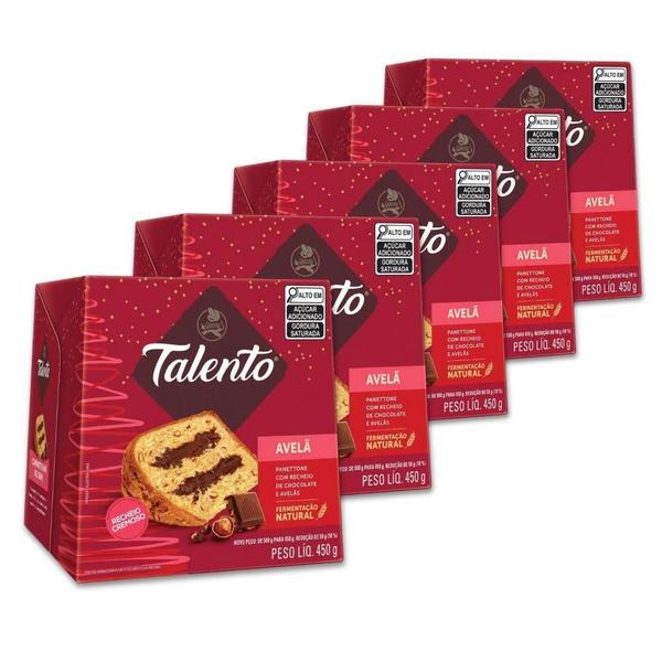 Imagem de Panettone Chocolate Talento Com Avelãs Kit 5 Un Garoto 450G