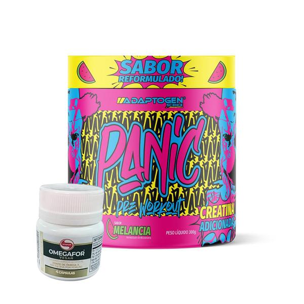 Imagem de Panic Pré Treino Adaptogen Science Usa Pré Workout 300g + Dose Diversas Vitafor Força Energia Disposição Treino Academia