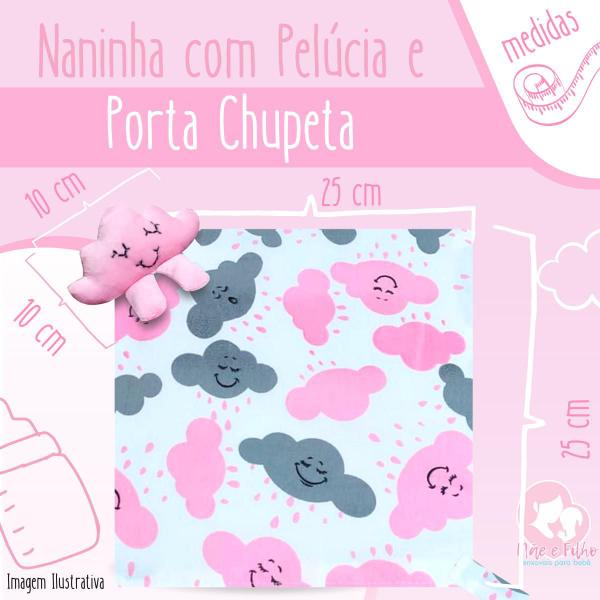 Imagem de Paninho Naninha de Boca Fraldinha com Bichinho e Porta Chupeta Bebê Pelúcia 100% Algodão - Mãe e Filho Enxovais