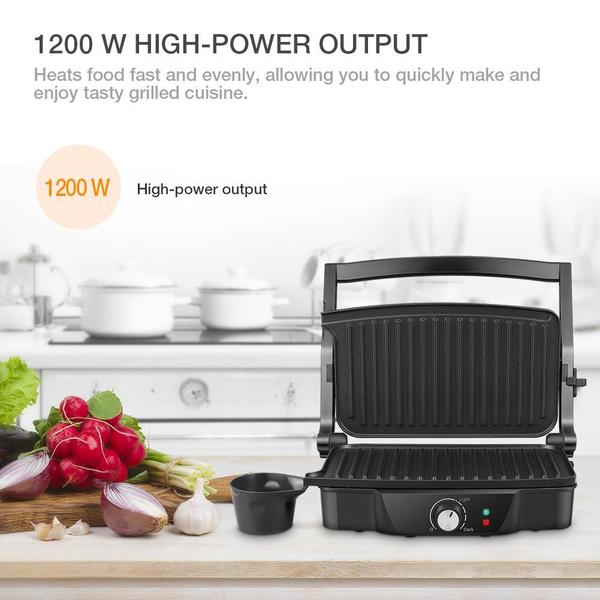 Imagem de Panini Maker, iSiLER 4 Slice Panini Press Grill, Sandwich Maker Non-Stick Coated Plates, abre 180 graus para Panini