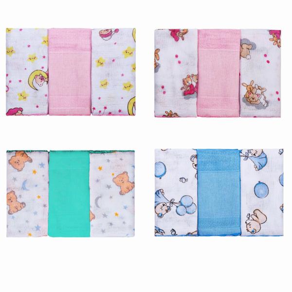 Pano De Boca Estampado Bercinho 34x40cm - Kit C/ 3 Unidades - Incomfral Imagem de Pano De Boca Estampado Bercinho 34x40cm - Kit C/ 3 Unidades