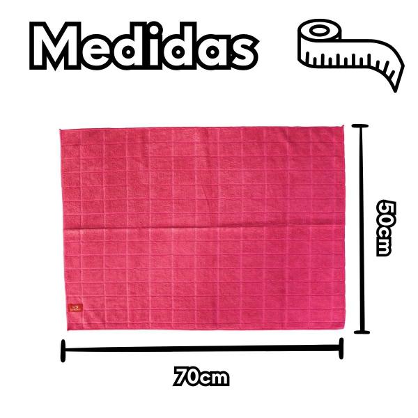 Imagem de Pano de Chão Microfibra Grande 70x50cm Rosa Kit C/ 5 Panos