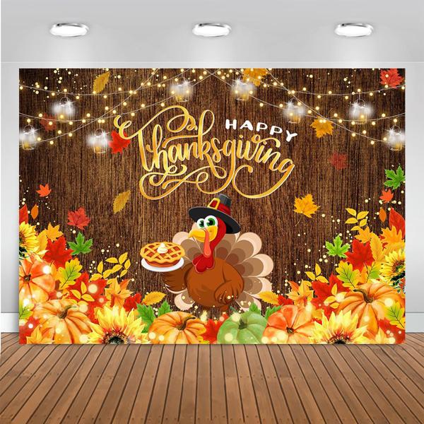 Imagem de Pano de Fundo de Festa Happy Thanksgiving - 2,1x1,5m - Tema Outono