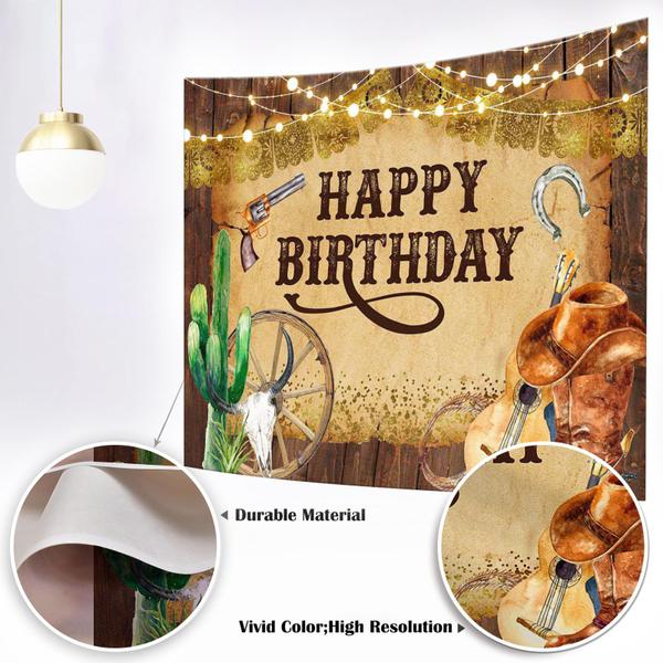 Pano de fundo de festa Mocsicka Western Cowboy Birthday 2,1x1,5 m Imagem de Pano de fundo de festa Mocsicka Western Cowboy Birthday 2,1x1,5 m