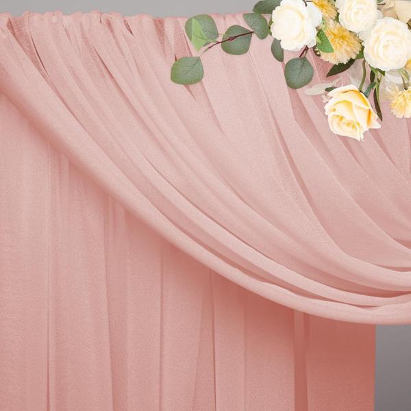 Imagem de Pano de fundo de tecido drapeado em arco de casamento Wokceer Blush 8,7 m x 6 m