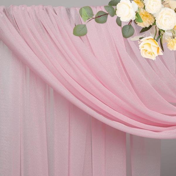 Imagem de Pano de fundo de tecido drapeado em arco de casamento Wokceer Blush Pink