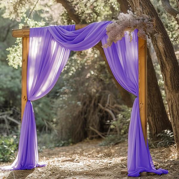 Imagem de Pano de fundo de tecido drapeado em arco de casamento Wokceer Lavanda Roxo