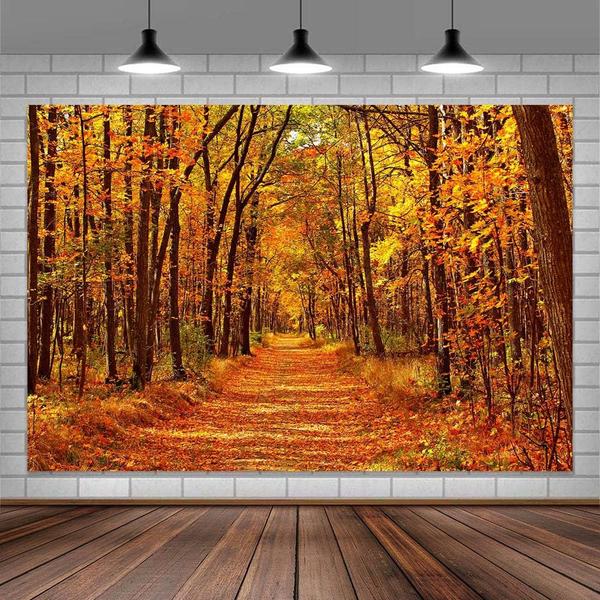 Imagem de Pano de fundo fotográfico MDUKOIN Autumn Forest, 7 x 5 pés, vinil