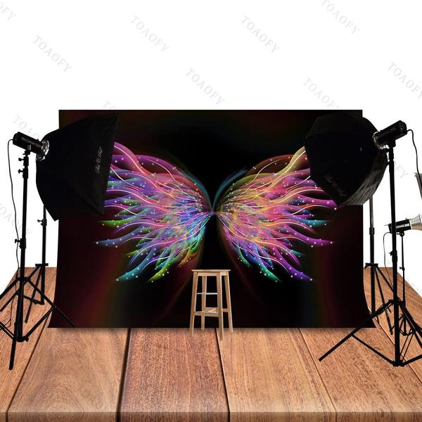 Imagem de Pano de fundo fotográfico TOAOFY Colorful Butterfly Wings 7x5 pés