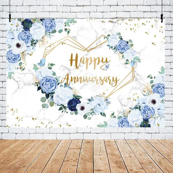Pano de fundo MEHOFOND Feliz Aniversário 210x150cm Azul e Branco Imagem de Pano de fundo MEHOFOND Feliz Aniversário 210x150cm Azul e Branco