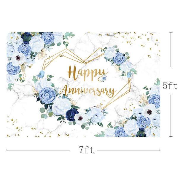 Pano de fundo MEHOFOND Feliz Aniversário 210x150cm Azul e Branco Imagem de Pano de fundo MEHOFOND Feliz Aniversário 210x150cm Azul e Branco