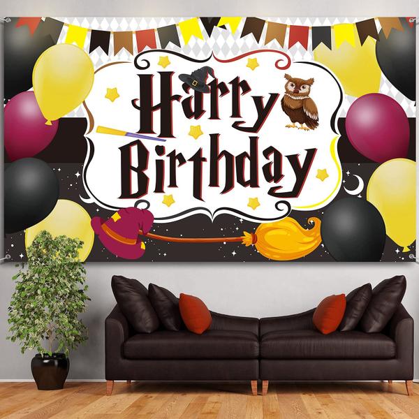 Imagem de Pano de fundo para decoração de festa Magic Wizard Happy Birthday 1,1x1,8m