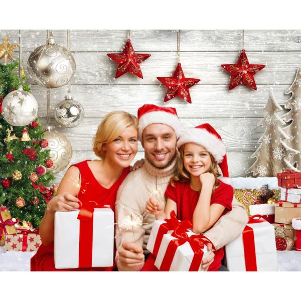 Imagem de Pano de fundo SJOLOON Christmas White Wood Floke Snowflake 2,4x1,8m