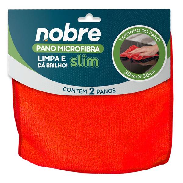 Imagem de Pano de microfibra 30x30cm ( pacote c/ 2 unid.) vermelho Slim - Nobre