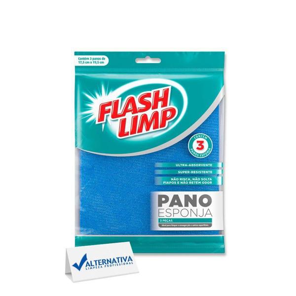 Imagem de PANO ESPONJA FLASH LIMP ULTRA ABSORVENTE 17,5x19,5cm LIMPA E ENXUGA - FLASHLIMP