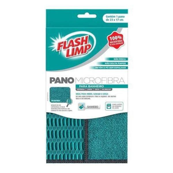 Imagem de Pano Microfibra Limpeza Banheiro Box Pia Vidro Azulejo FLP6711 Flash Limp